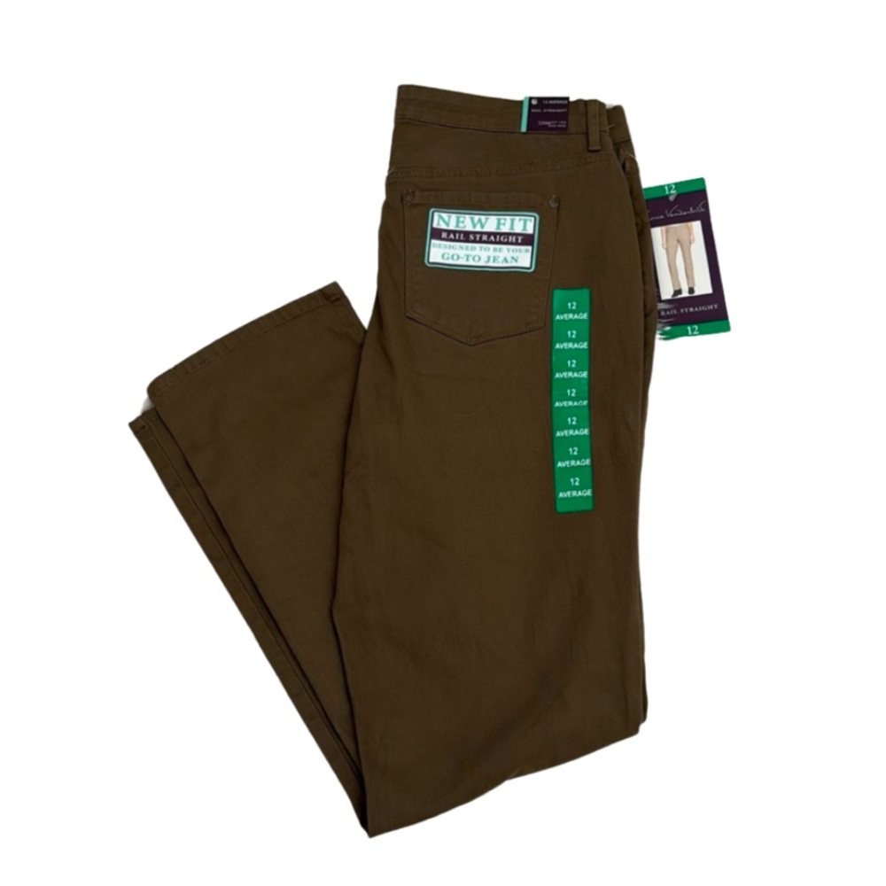 Gloria Vanderbilt Olive Colored Rail Straight Jeans